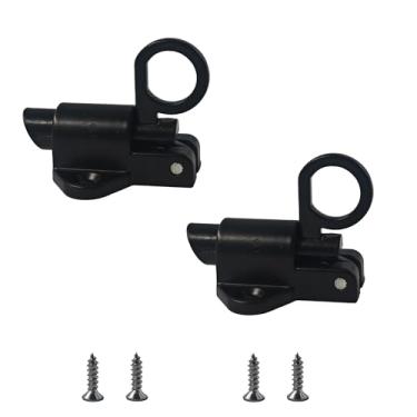 Imagem de STFRBTH 2 travas de porta de fechamento automático, trava de barril de mola de liga de alumínio com parafusos de montagem para janela, portão, segurança de armário (preto)