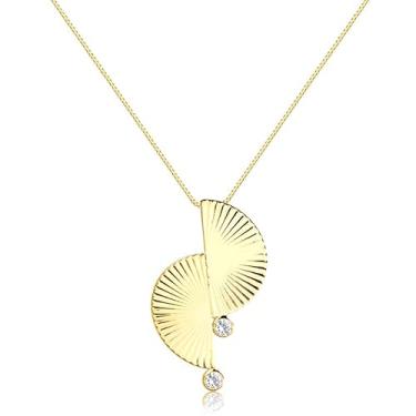 Imagem de Colar Veneziana com Pingente Meia Lua e Pedra de Zircônia (45cm)