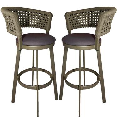 Imagem de 2 Banquetas Somália Em Alumínio E Corda Náutica Jardim Rami