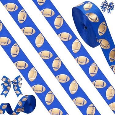 Imagem de Giegxin 10 jardas fita metálica de futebol americano com borda com fio tema esportivo torcida faça você mesmo artesanato fita de tecido gorgorão decorações de festa para artesanato equipe de cabelo