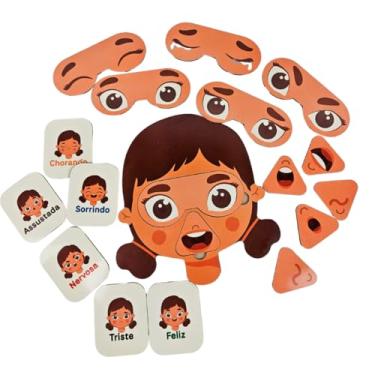 Imagem de Jogo Educativo de Expressões e Emoções em MDF - Versão Feminina e Masculina - Material Pedagógico para Socioemocional (Gênero Feminino)