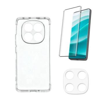 Imagem de Kit 3 em 1 Para Redmi Note 14 Pro Película Curvada 3d + Capa TPU + Pel