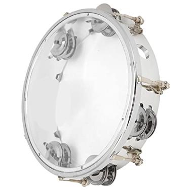 Imagem de Acouto Pandeiro de Fileira Dupla MBAT Pandeiro de Fileira Dupla Jingle Bells Instrumento de Percussão Portátil de 8 Polegadas Adultos Instrumentos Musicais/Bateria e Percussão / / (Transparente)