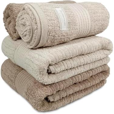 Imagem de Jogo De Banho Gigante Buddemeyer - Toalha Banhão Fio Penteado Canelado - 100% Algodão - Kit 4 Peças (Bege 1979/1578)