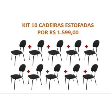 Imagem de KIT 10 unidades Cadeira Fixa Estofada Tecido Preto - SchoolCenter