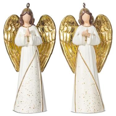 Imagem de KI Store Conjunto de 2 enfeites de anjo de Natal, decoração decorativa para pendurar em árvore de Natal, presente de Natal