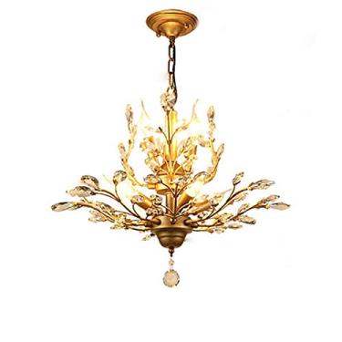 Imagem de Lustre pendente de cristal rústico em formato de gota de chuva para sala de jantar, quarto e sala de estar, luminária de bronze dourado com 8 luzes