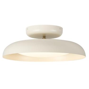 Imagem de Luz de teto LED regulável moderna, luminária de teto de montagem semiembutida de 39,9 cm, luminária de ângulo ajustável, detalhes em latão, para quarto, cozinha, lavanderia, 3000 k/branco quente/22 W