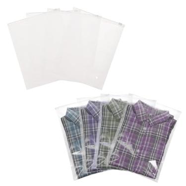 Imagem de PATIKIL Bolsa fosca com zíper 25 x 20 cm, 50 peças de plástico fosco para viagem, bolsa organizadora de roupas de banho para camiseta, embalagem de roupas, armazenamento de viagem, transparente