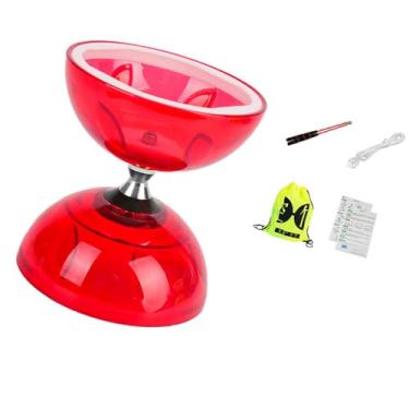 Imagem de harayaa Conjunto de brinquedos Diabolo chinês Conjunto de Diabolo infantil resistente com bolsa de armazenamento Presentes Roda dupla Diabolos profissional, S Red