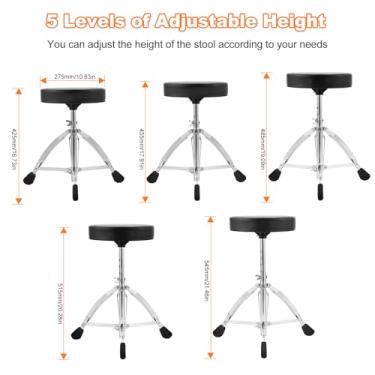 Imagem de Domary Trono de Tambor Universal Acolchoado Assento Fezes Pernas Aço Inoxidável Altura Ajustável para Bateristas Adultos Conjunto Jazz