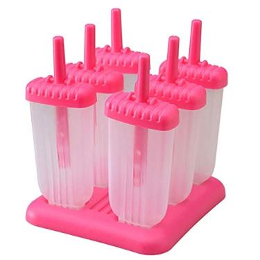 Imagem de LXB Molde de picolé de gelo celular ferramentas de cozimento de sorvete ferramentas de sorvete moldes de picolé máquina de gelo bandeja de molde de picolé B/rosa