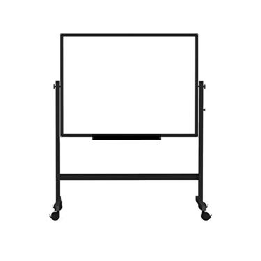 Imagem de CUTPOIY Quadro negro de ensino quadro branco móvel dupla face magnética grande apagável a seco 90 x 120 cm altura ajustável 360° flip para casa, escritório, escola
