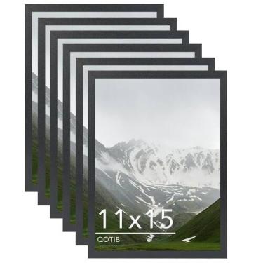 Imagem de Porta-retratos QOTIB 11x15 cm de madeira preta para parede, conjunto d