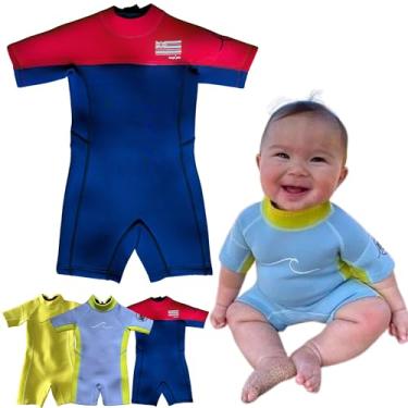 Imagem de Selective HA Roupa de mergulho para bebês, crianças de 1,5 mm e 2,5 mm de neoprene de manga curta e manga curta (Hawaiian Suppaman, 0 (PP))