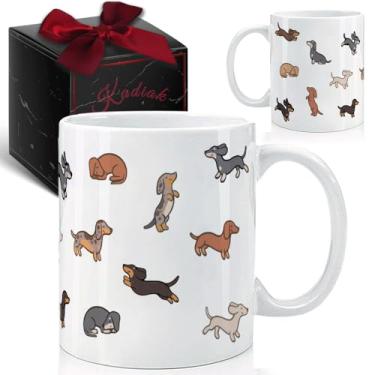 Imagem de Kadiak Presentes engraçados de dachshund para mulheres e homens, presente de caneca de café de aniversário de Natal de Dachshund, presente de caneca de dono de cachorro Weiner, canecas de cachorro