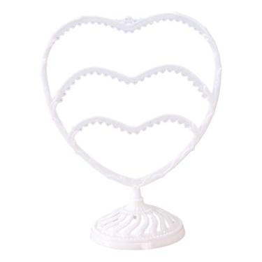 Imagem de Colaxi Suporte para brincos em formato de coração, organizador compacto para decoração de casa, suporte para brincos, bonito para venda em lojas, mesa de, Branco