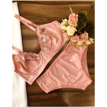 Imagem de Conjunto sem bojo com aro cor romance - HS Lingerie, P