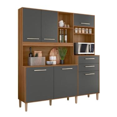 Imagem de Armario Cozinha 6 Portas E 2 Gavetas Salsa Ipe-chumbo Ipe-chumbo