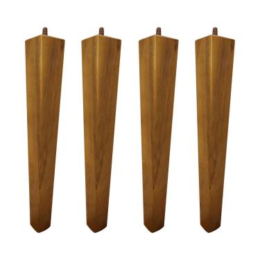 Imagem de Kit 4 Pés Palito Quadrado Madeira 30cm para Poltrona Mesa Lateral Puff Mel G75 - Gran Belo