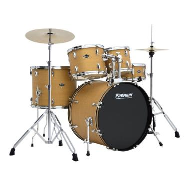 Imagem de Bateria Acústica Premium Max PM22 Natural Wood com Bumbo 22"