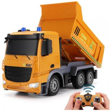 Imagem de Caminhão Basculante de Controle Remoto com Luzes de Advertência Azuis, Brinquedo de Caminhão para Meninos e Meninas de 3 a 10 Anos, IQKidz