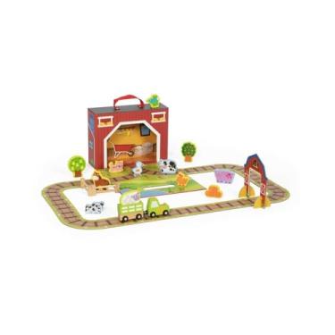 Imagem de Tooky Toy Brinquedo Educativo Madeira Caixa Divertida Fazenda 35 Peças