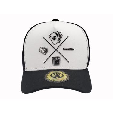 Imagem de Bone Trucker Aba Curva Branco Cartas Rhino Size-Masculino