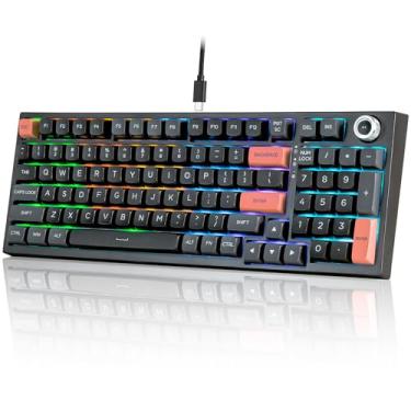 Imagem de CHONCHOW Teclado Mecânico Para Jogos Com Retroiluminação Rgb, Montagem Junta, Anti-Ghosting, Interruptores Azuis, Chave Pbt Letras Grandes, Compatibilidade Fio Hot Swap Win/Mac