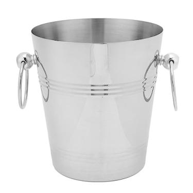 Imagem de Balde de vinho de aço inoxidável balde de gelo de grande capacidade com alças para cerveja, champanhe, festas ao ar livre e piqueniques (tamanho P prata)