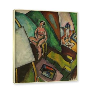 Imagem de NHLDZYH Moldura de champanhe. Raoul Dufy Prints, (The Studio 5), pôster de viagem vintage, arte impressionista, imagem de arte de parede em tela para decoração de casa. 40 x 48 cm-15,7 x 18,9 pol