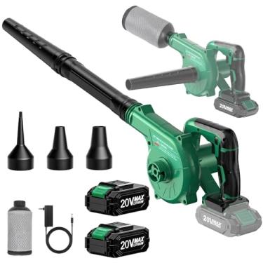 Imagem de K I M O. Combo de aspirador de folhas sem fio, 3 bocais e 3 modos para inflação e esvaziamento, 20.000 RPM 150 MPH de alta velocidade, tubo estendido de 50 cm, pacote com 2 sopradores de folhas