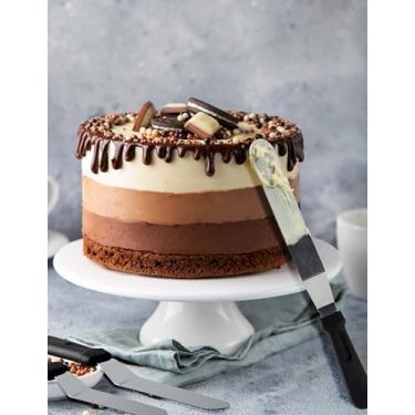 Imagem de Espátula de confeiteiro, conjunto de 2 espátulas profissionais inclinadas para bolo com lâmina de aço inoxidável de 15 cm, 20 cm - faca de cobertura espessa com cabo de plástico durável para decoração