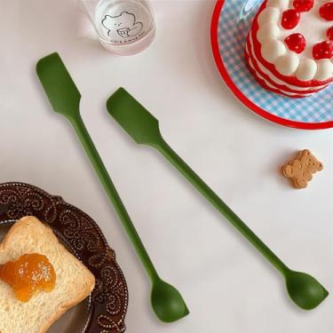 Imagem de Generic Conjunto de mini espátulas de silicone - pacote com 2 espátulas médias - 26 x 2,8 cm - uso em alimentos e maquiagem