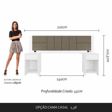 Imagem de Cabeceira Estofada Para Cama Casal Dubai Com Led Bra/cap- M. Arapongas