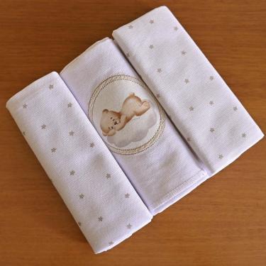 Imagem de Kit 3 Cueiros Flanelados 50 cm x 80 cm Bublim Sonhos