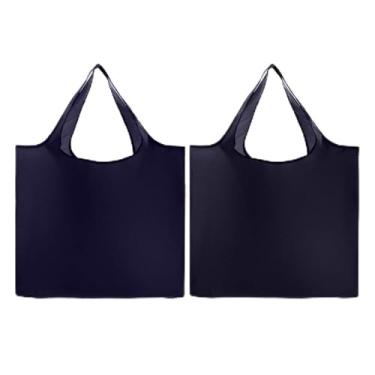 Imagem de Pacote com 2 sacolas de compras reutilizáveis – dobrável, lavável na máquina com zíper (azul marinho)