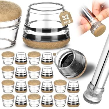 Imagem de Chunful 32 peças de protetores de chão de perna de cadeira TPE cadeiras e mesas de sala de aula capas de perna com deslizadores de feltro silenciosos evitam arranhões e arranhões no chão, mesas