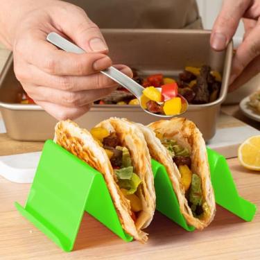 Imagem de 1 suporte premium para tacos, bandeja de rua, lava-louças e micro-ondas para uso na cozinha, verde