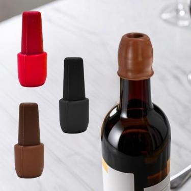 Imagem de Pacote com 6 rolhas de vinho de silicone, tampas de garrafa à prova de vazamento de vedação dupla para vinho e champanhe, ajuste universal para a maioria das garrafas, vermelho, preto e marrom