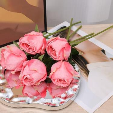 Imagem de 1 peça de rosas artificiais flores de tecido de seda sintética hastes de flores rosas decoração de casamento casa escritório mesa vaso simulação flor decoração rosa 30 cm