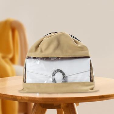 Imagem de Bolsa de armazenamento de calcinha e calcinha com fecho de cordão cáqui – Janela de PVC transparente, organizador que economiza espaço