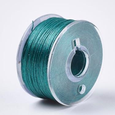 Imagem de 50 jardas/rolo 0,1 mm cordão de contas de nylon ciano escuro chinês nó corda amizade corda para artesanato DIY Kumihimo pulseiras macramê fabricação suprimentos