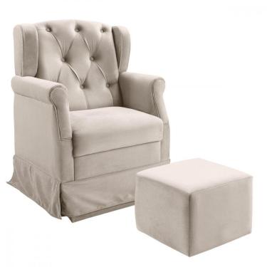 Imagem de Poltrona Balanço Ternura + Puff Em Corano - Star Confort Bege