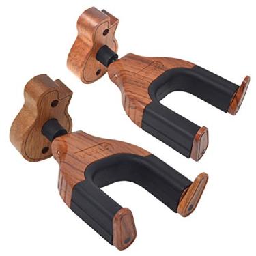 Imagem de Suporte de parede para guitarra, suporte de gancho de guitarra, 2 peças, gancho de parede de guitarra com trava automática, suporte de parede para guitarra, acústico, elétrico, clássico, baixo (base