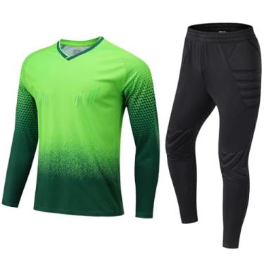 Imagem de YIJU Conjunto de camisa e calça de goleiro, camisa de futebol para goleiro, uniforme de treino profissional acolchoado, e respirável, Xl