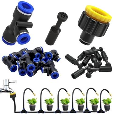 Imagem de CESFONJER Conexões em T de Irrigação de Conexão Rápida, Conector T Redutor de Plástico 10 a 8 mm Encaixe Rápido para Rega Irrigação Gramado Terraço Jardim Sistema