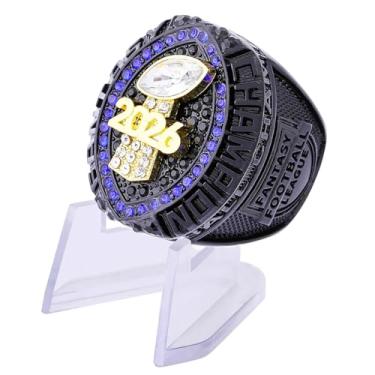 Imagem de guancrown Anel de futebol de fantasia 2026 Prêmio Troféu Esportes Vencedor MVP FFL Anel Campeonato (anel e suporte, tamanho 12)