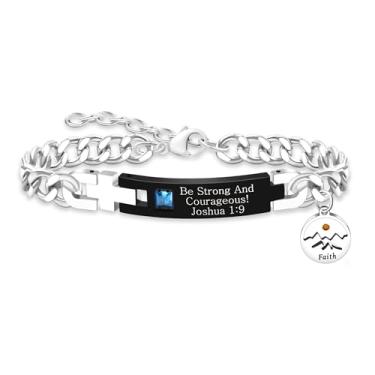Imagem de Oneress Pulseira Christian Seed Faith Hope - Pulseira de elos de aço inoxidável com design cubano grosso - Pulseiras gravadas em versículo da Bíblia - Joias religiosas da montanha e Believe para