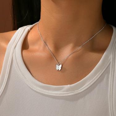 Imagem de Colar feminino com inicial de borboleta, banhado a ouro, prata esterlina, delicada, pingente de borboleta, colar gargantilha com letra A-Z, joias personalizadas, presentes de aniversário para mulheres